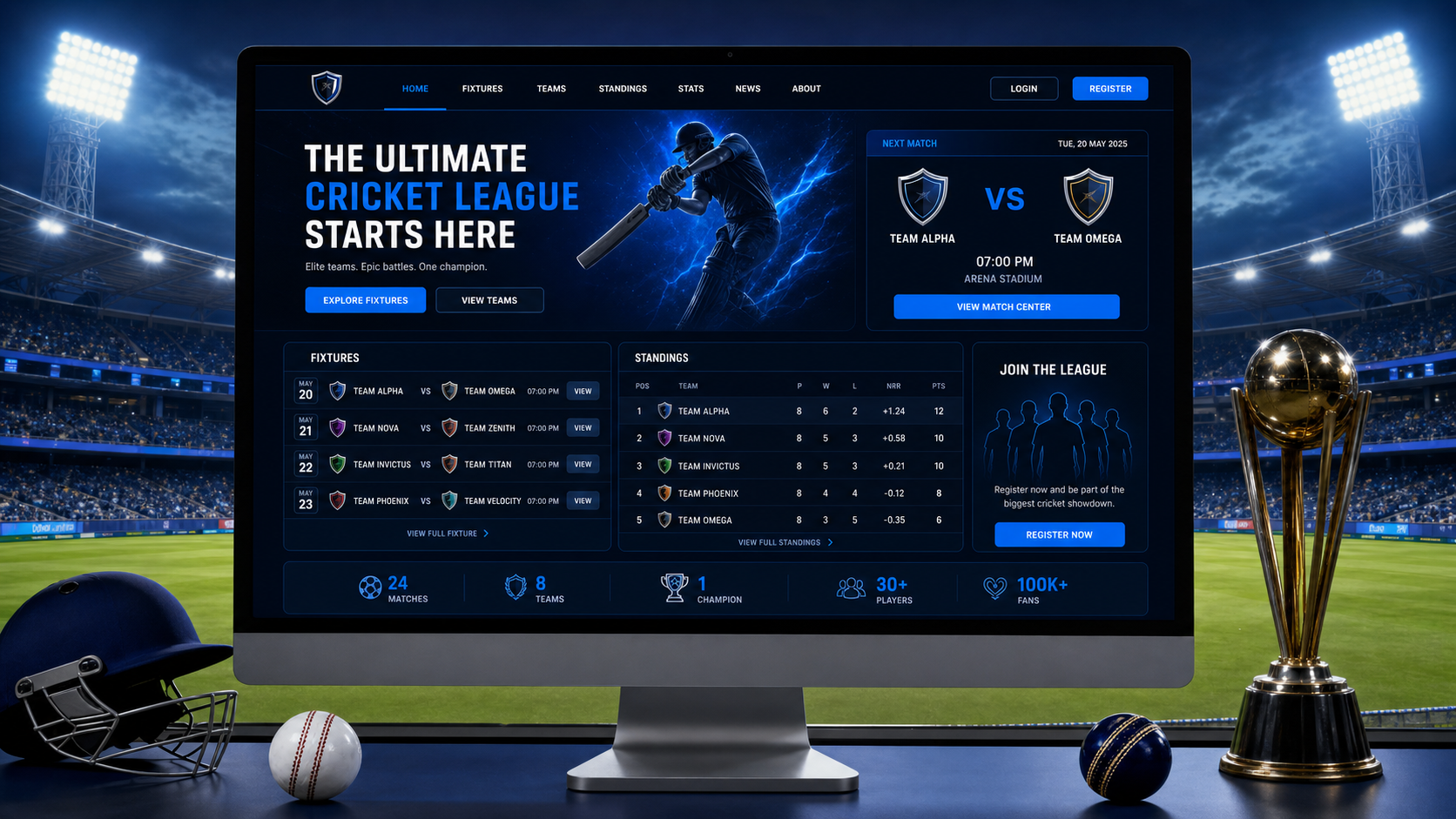 Cricket League Website preview