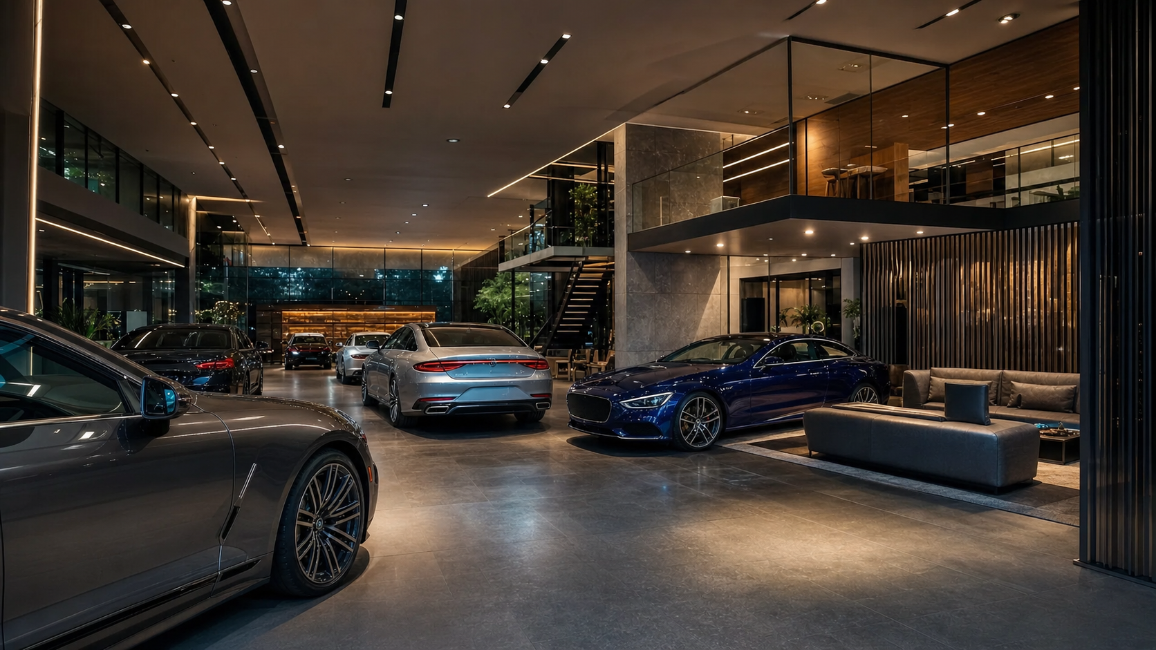 Premium multi-car showroom interior