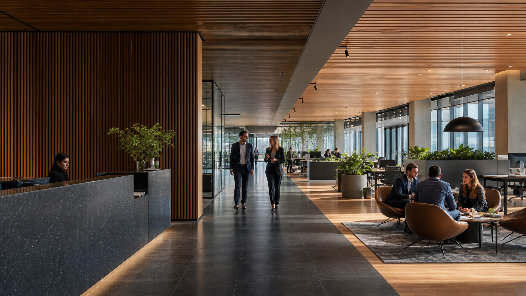 Modern corporate office and business team environment
